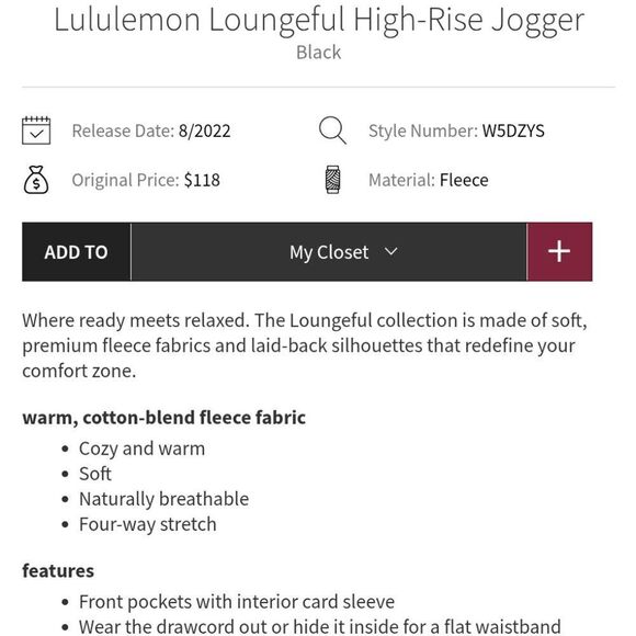 Lululemon Loungeful High-rise Jogger Black fleece cozy warm size 6 - Picture 9 of 12